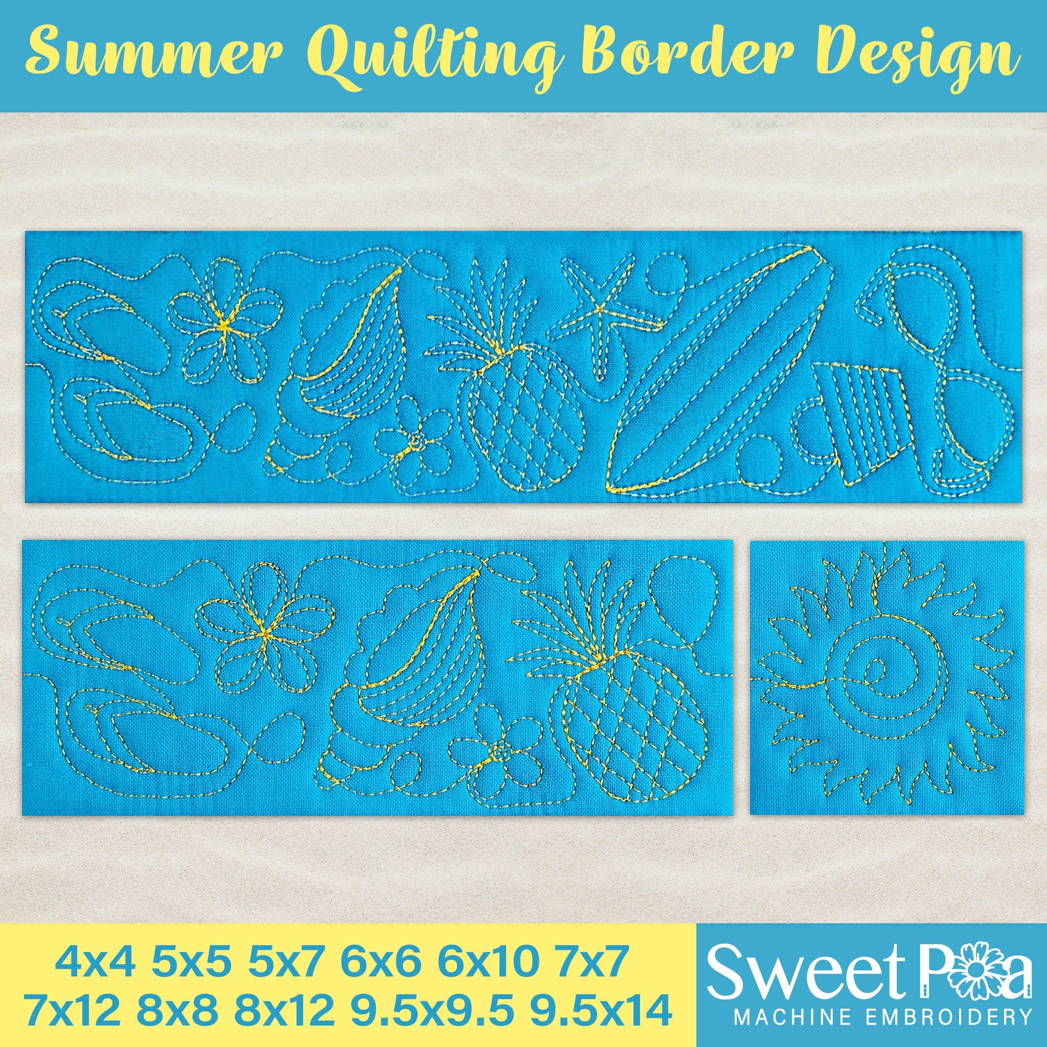 Summer Quilting Borders In the hoop machine embroidery designs