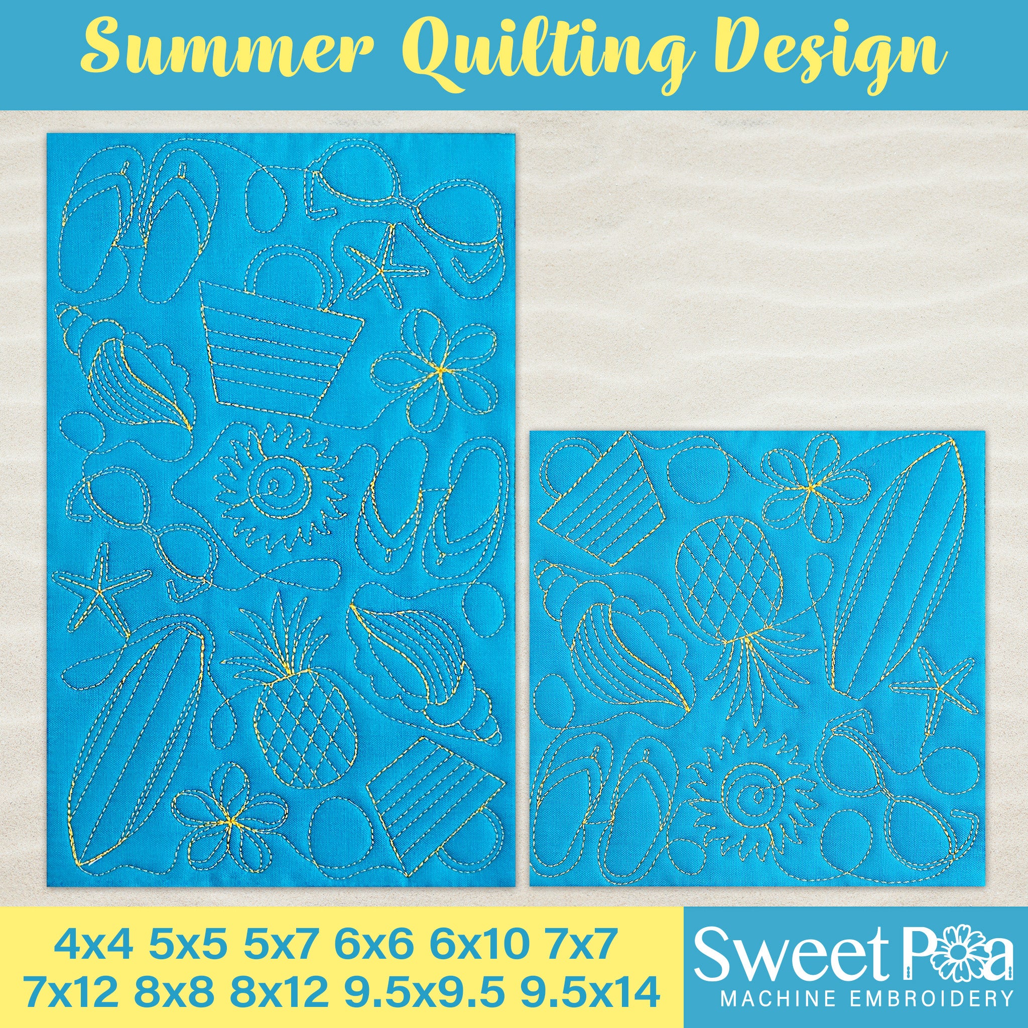 Summer Quilting Blocks In the hoop machine embroidery designs