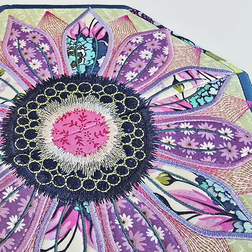 ith sunflower table centre in cool colours close up