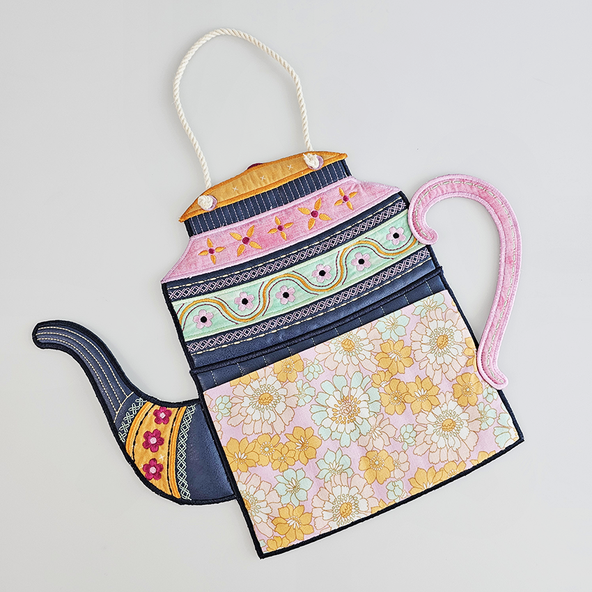 Teapot Hanger 5x7 6x10 7x12 In the hoop machine embroidery designs