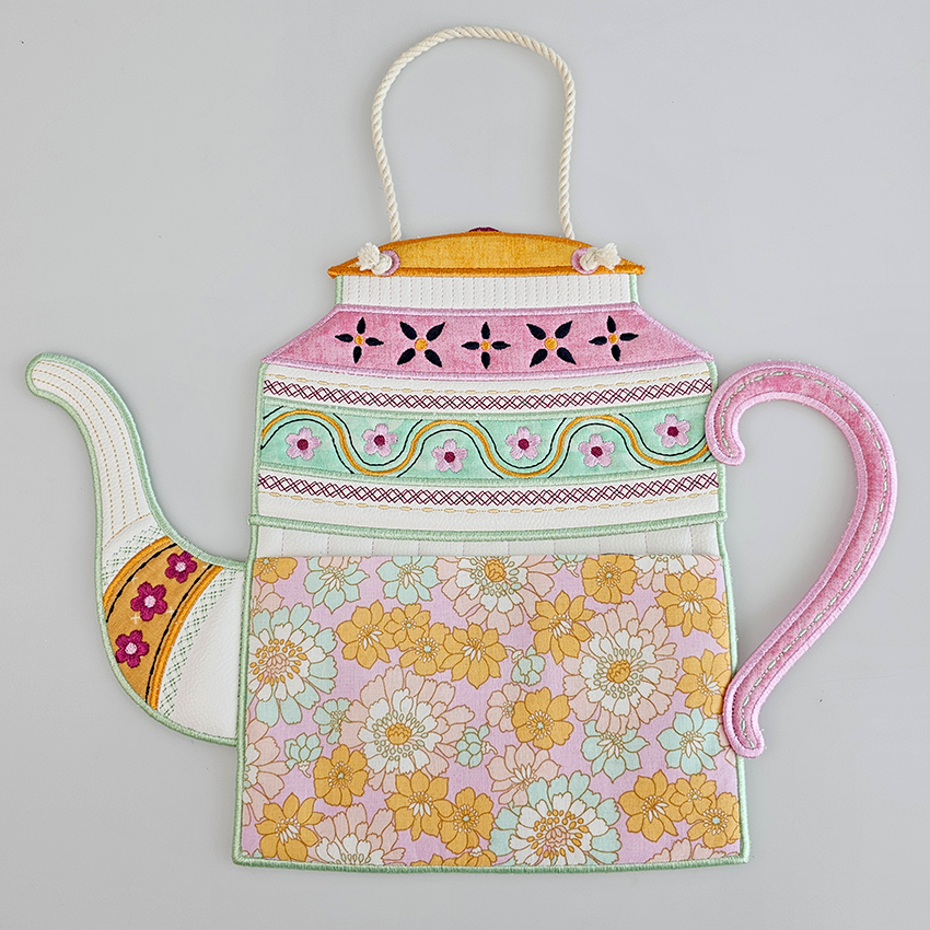 Teapot Hanger 5x7 6x10 7x12 In the hoop machine embroidery designs