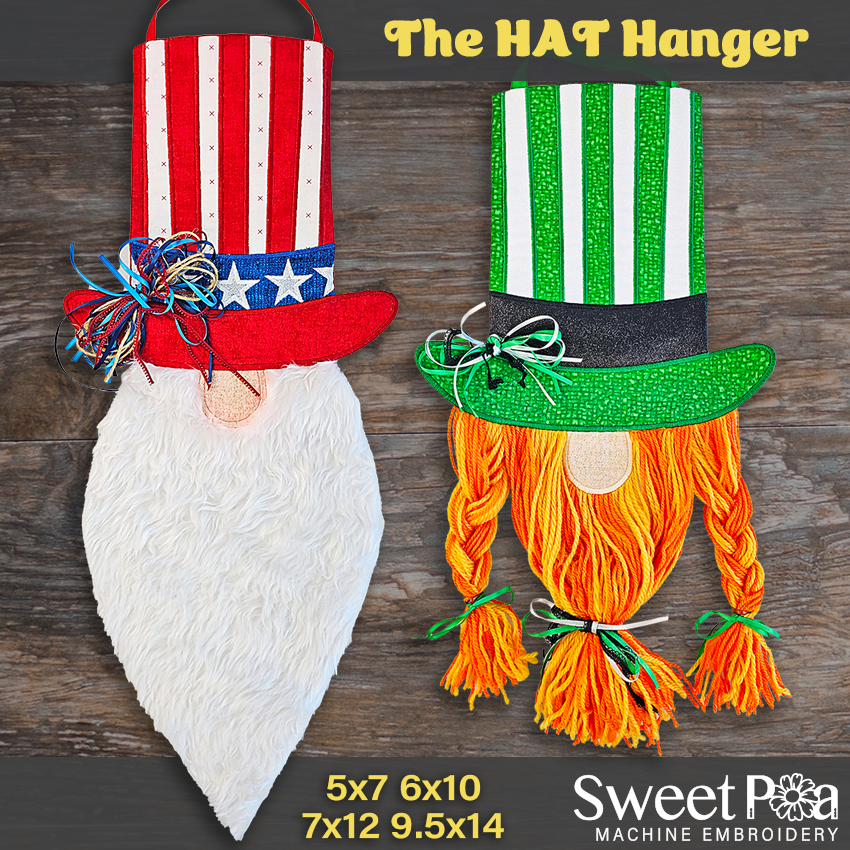 the hat hanger ith machine embroidery design