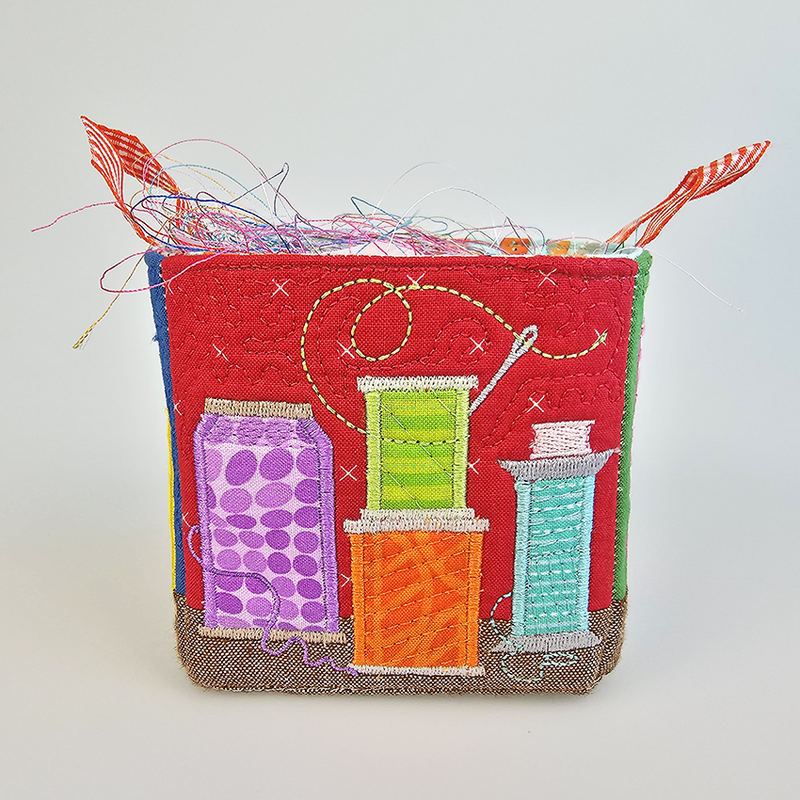 ITH Machine Embroidery Design - Thread Catcher Fabric Box