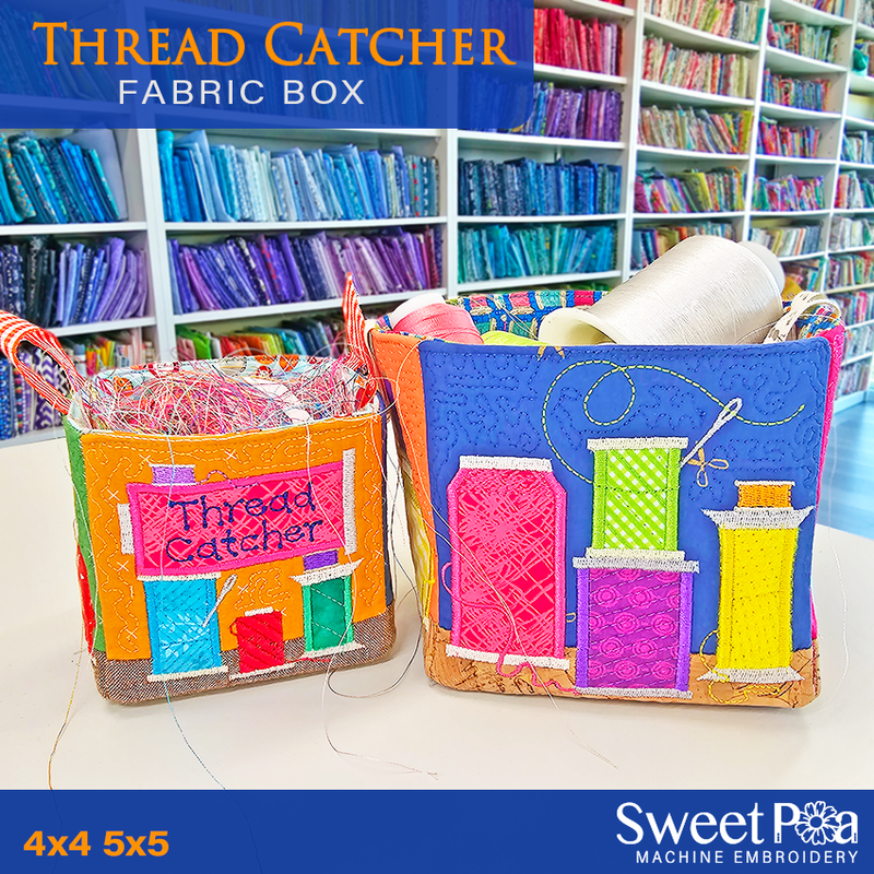 ITH Machine Embroidery Design - Thread Catcher Fabric Box