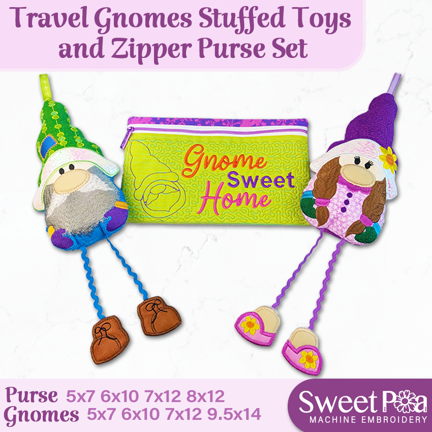 Travel Gnomes Stuffed Toys and Zipper Purse Set