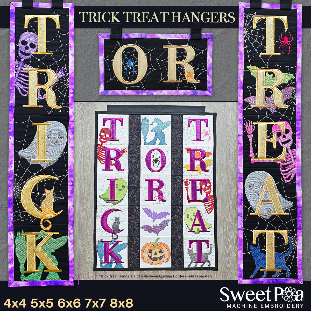 Trick Treat Hangers In the hoop machine embroidery designs