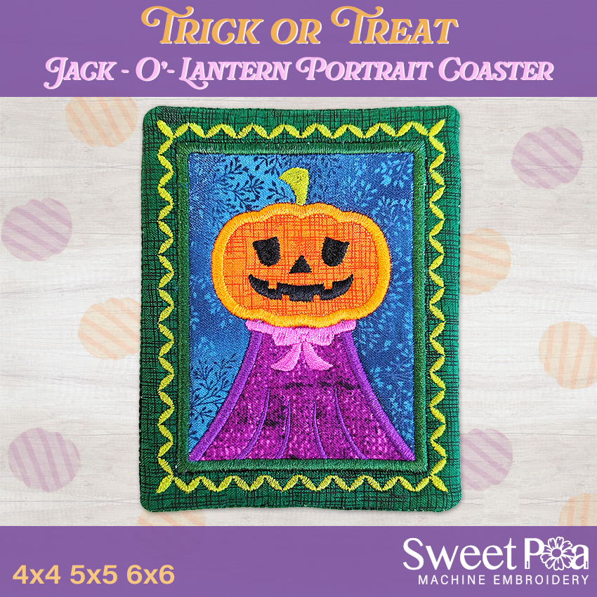 Trick or Treat Jack-O-Lantern Portrait Coaster