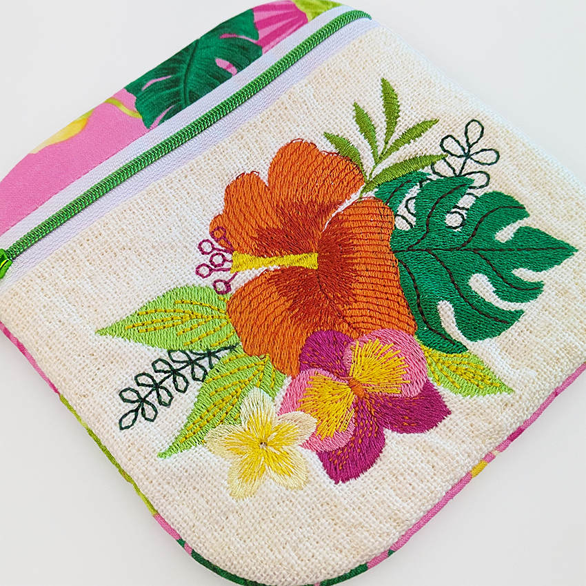 Tropical Flowers Purse Close up