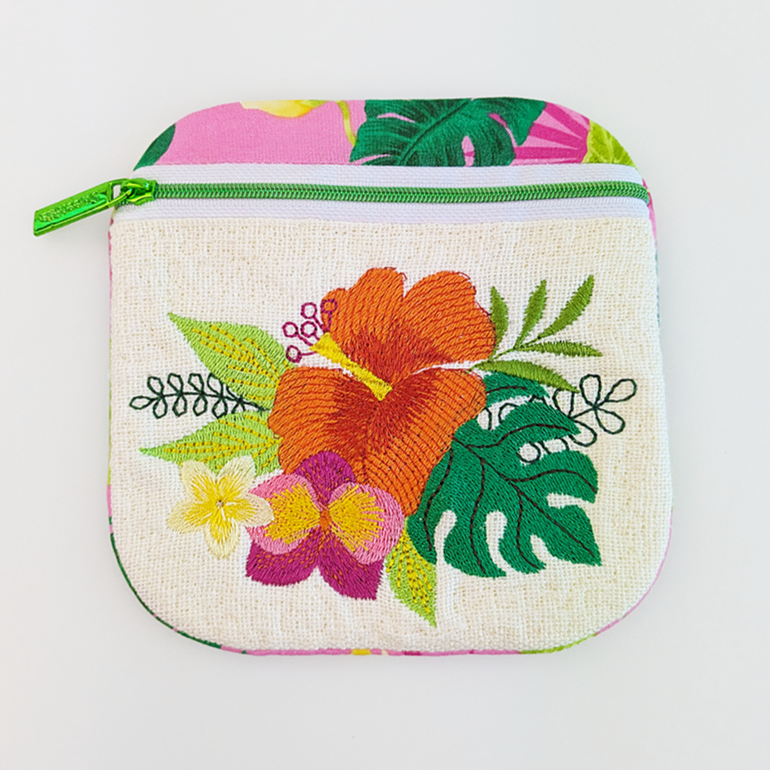 free tropical flowers zipper purse