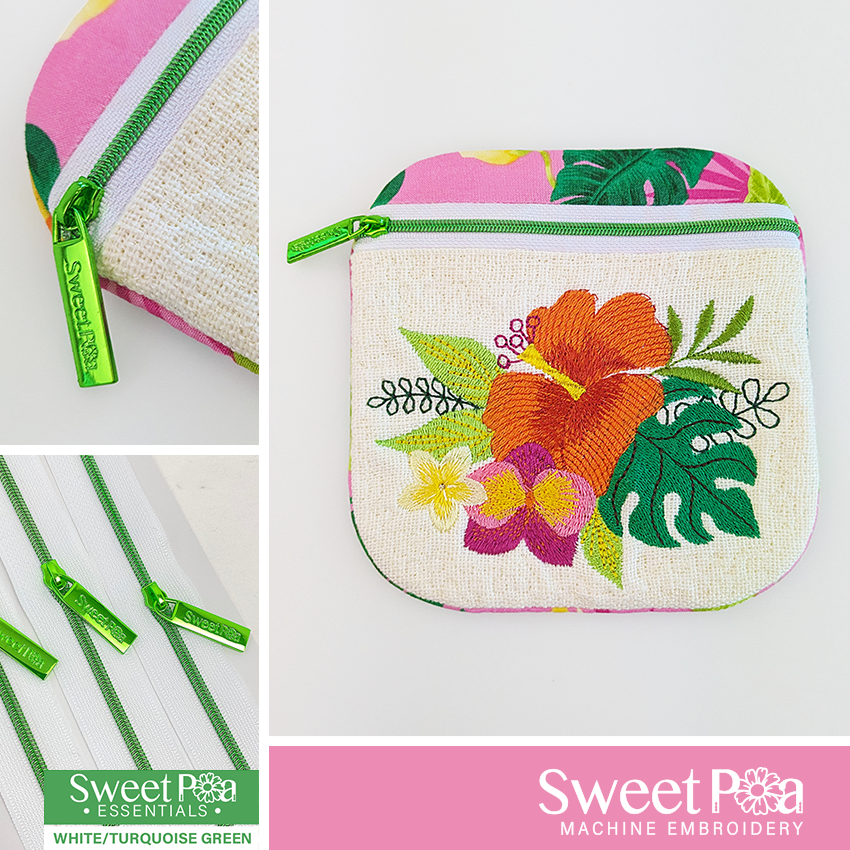 Tropical Flowers Purse with sweet pea essentials used