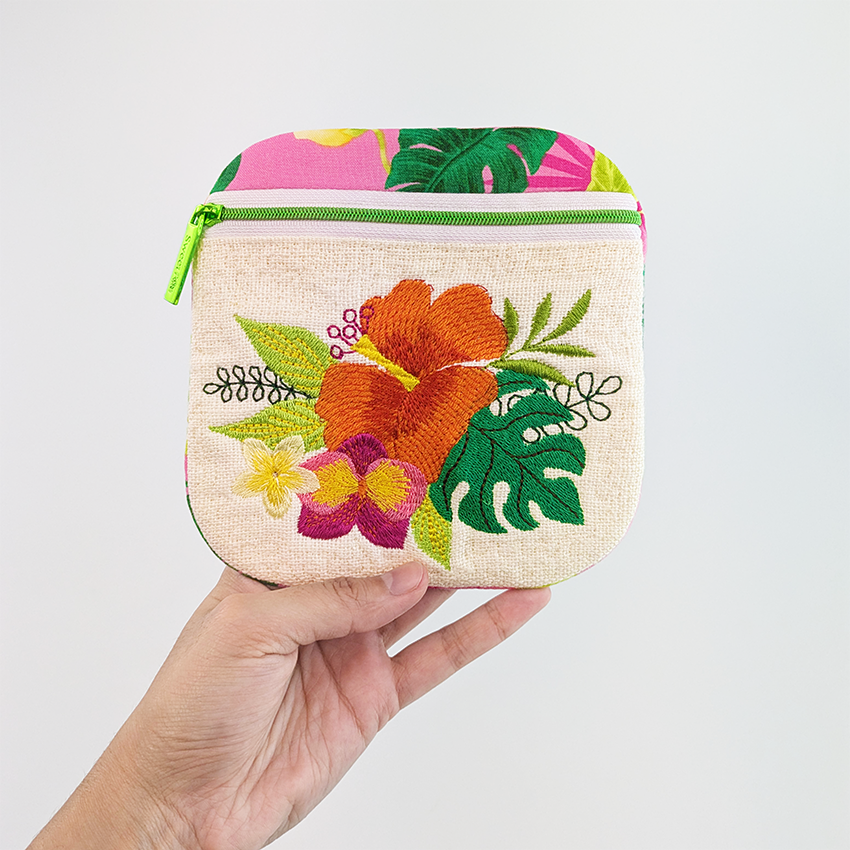 Tropical Flowers Purse ITH Design