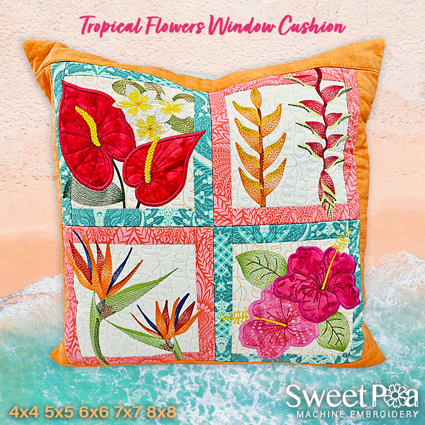 Tropical Flowers Window Cushion