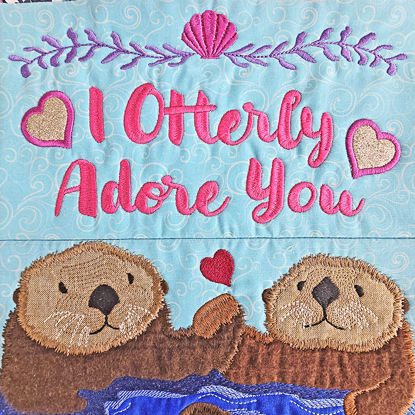 Valentine Otters Hanger Flag close up 2