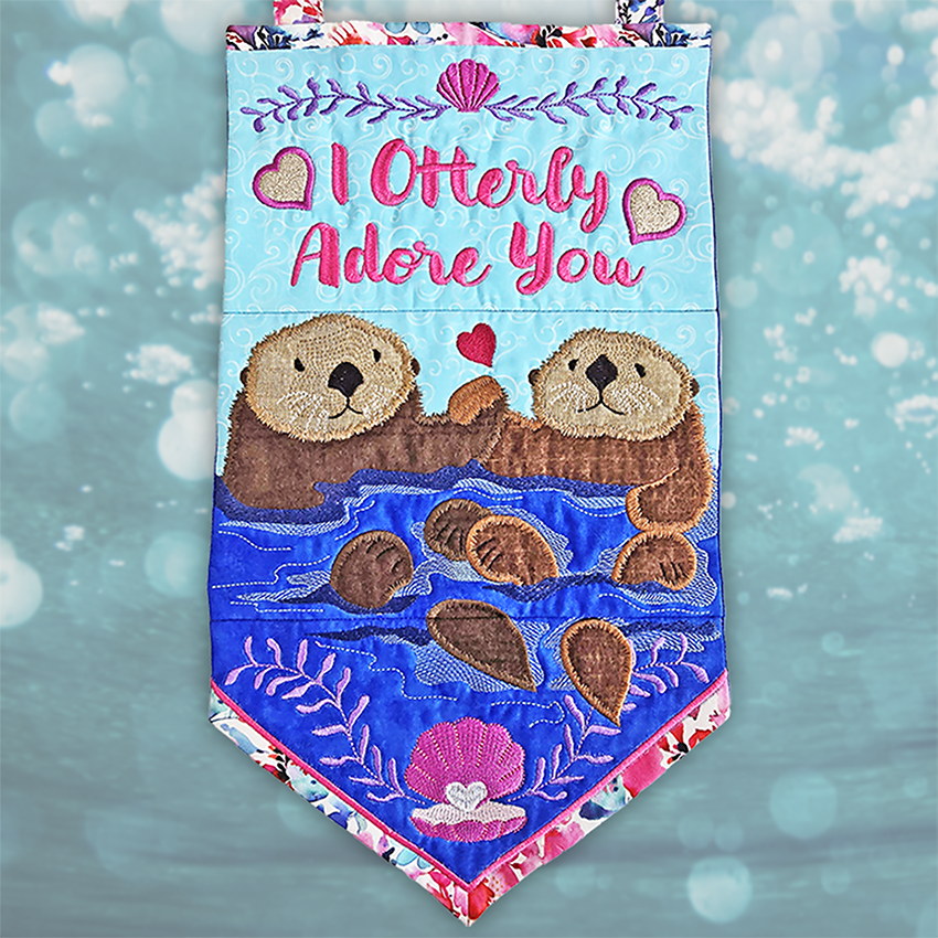 Valentine Otters Hanger Flag