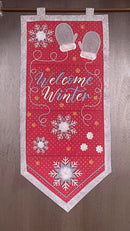 Welcome Winter Flag 5x7 6x10 7x12 - Sweet Pea In The Hoop Machine Embroidery Design