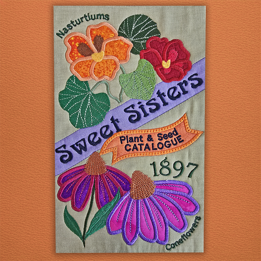 BOW Vintage Spring Quilt - Block 4 In the hoop machine embroidery designs