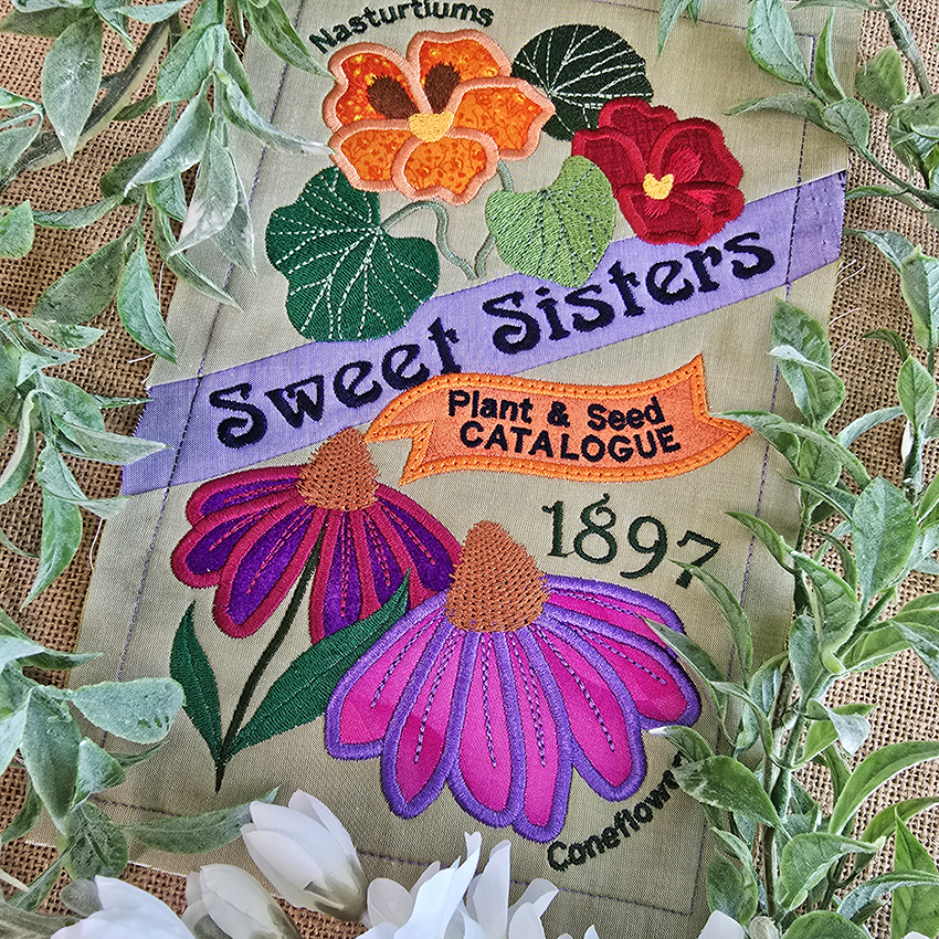 BOW Vintage Spring Quilt - Block 4 In the hoop machine embroidery designs