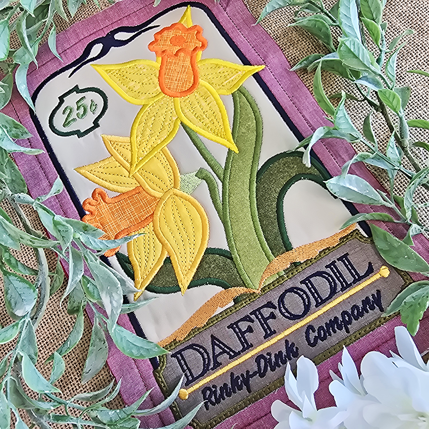 BOW Vintage Spring Quilt - Block 7 In the hoop machine embroidery designs