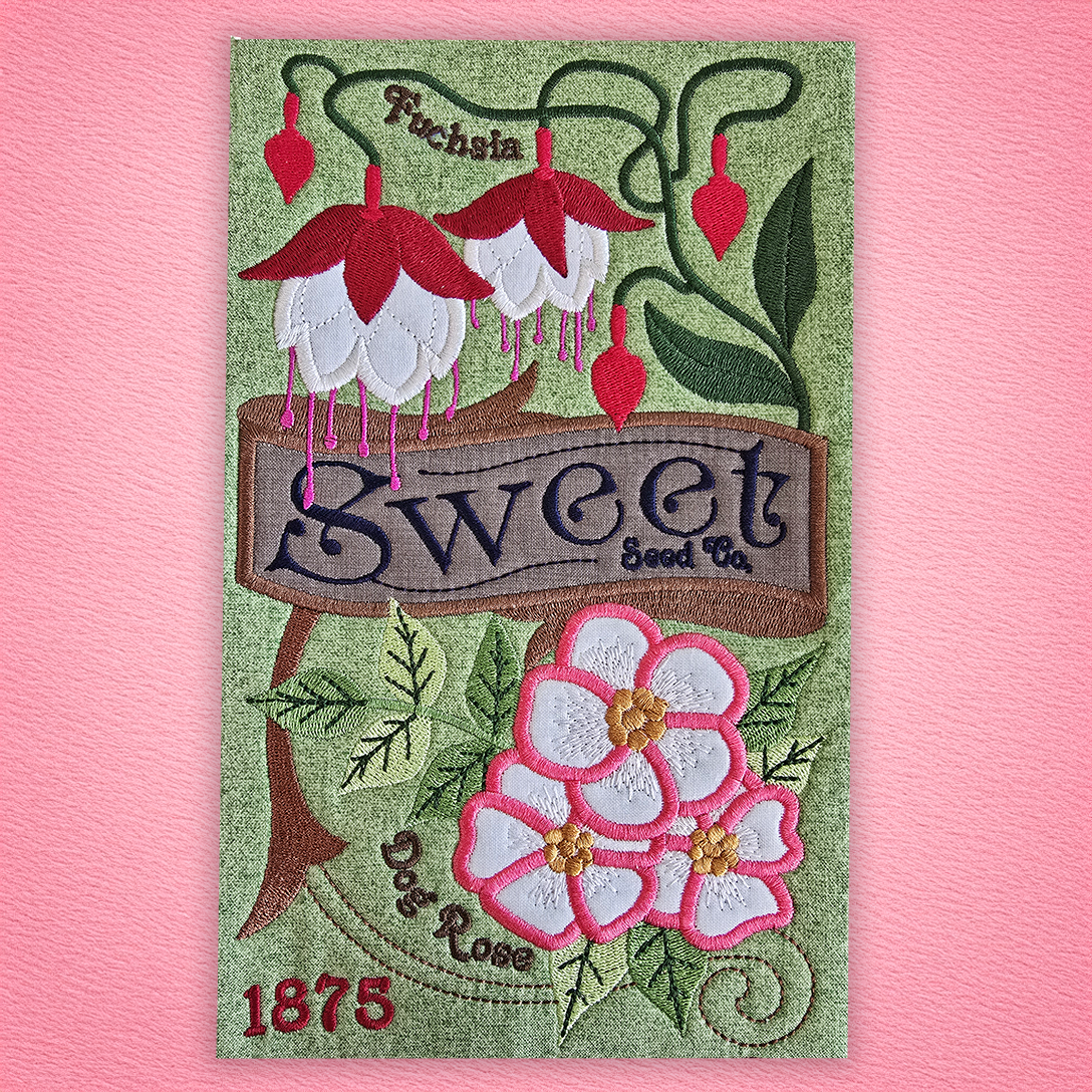 BOW Vintage Spring Quilt - Block 8 In the hoop machine embroidery designs