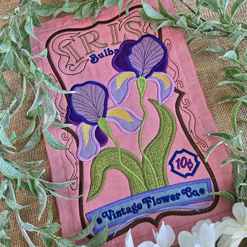 BOW Vintage Spring Quilt - Block 9 In the hoop machine embroidery designs