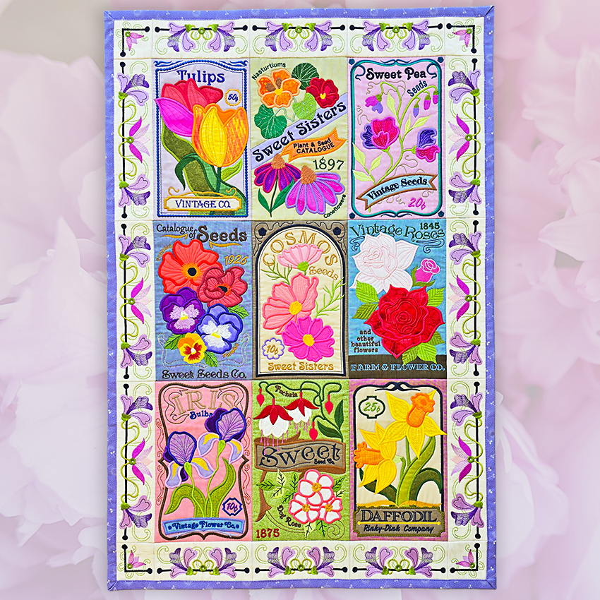 BOW Vintage Spring Quilt - Bulk Pack In the hoop machine embroidery designs