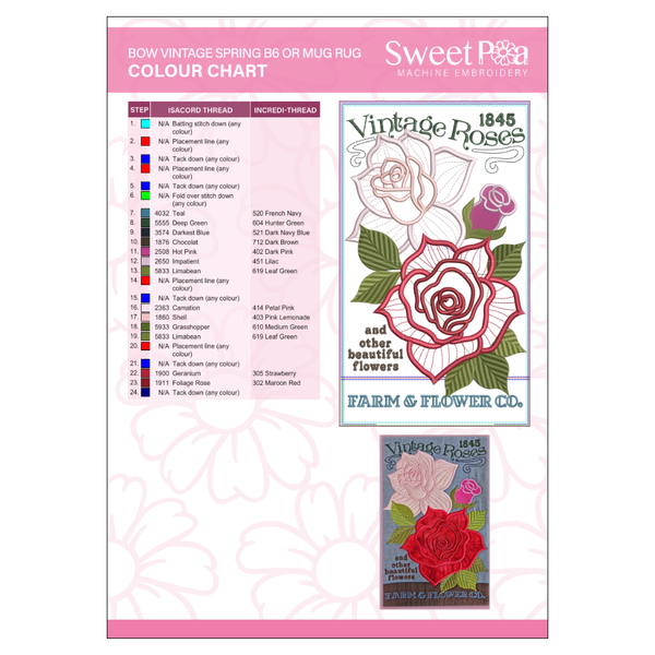 BOW Vintage Spring B6 Colour Chart
