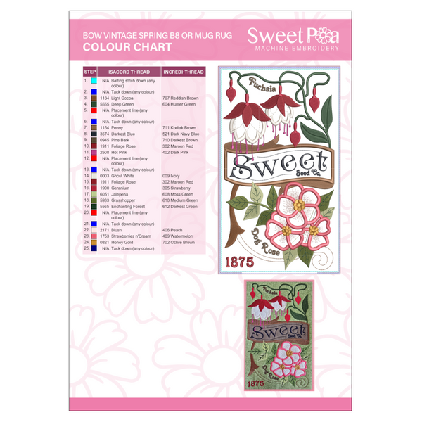 BOW Vintage Spring B8 Colour Chart