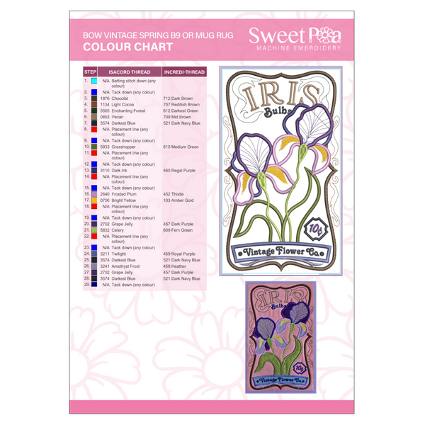 BOW Vintage Spring B9 Colour Chart