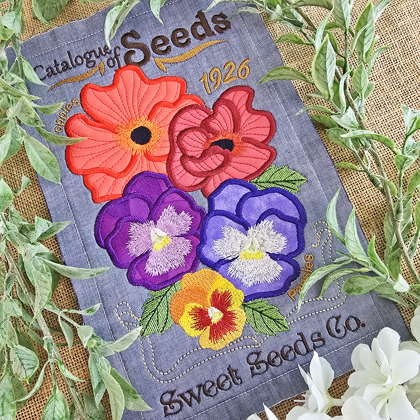 BOW Vintage Spring Quilt - Block 2 In the hoop machine embroidery designs