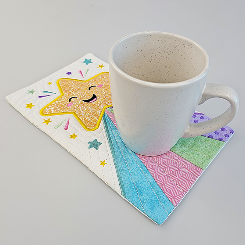 WIshing star Mug Rug Styled