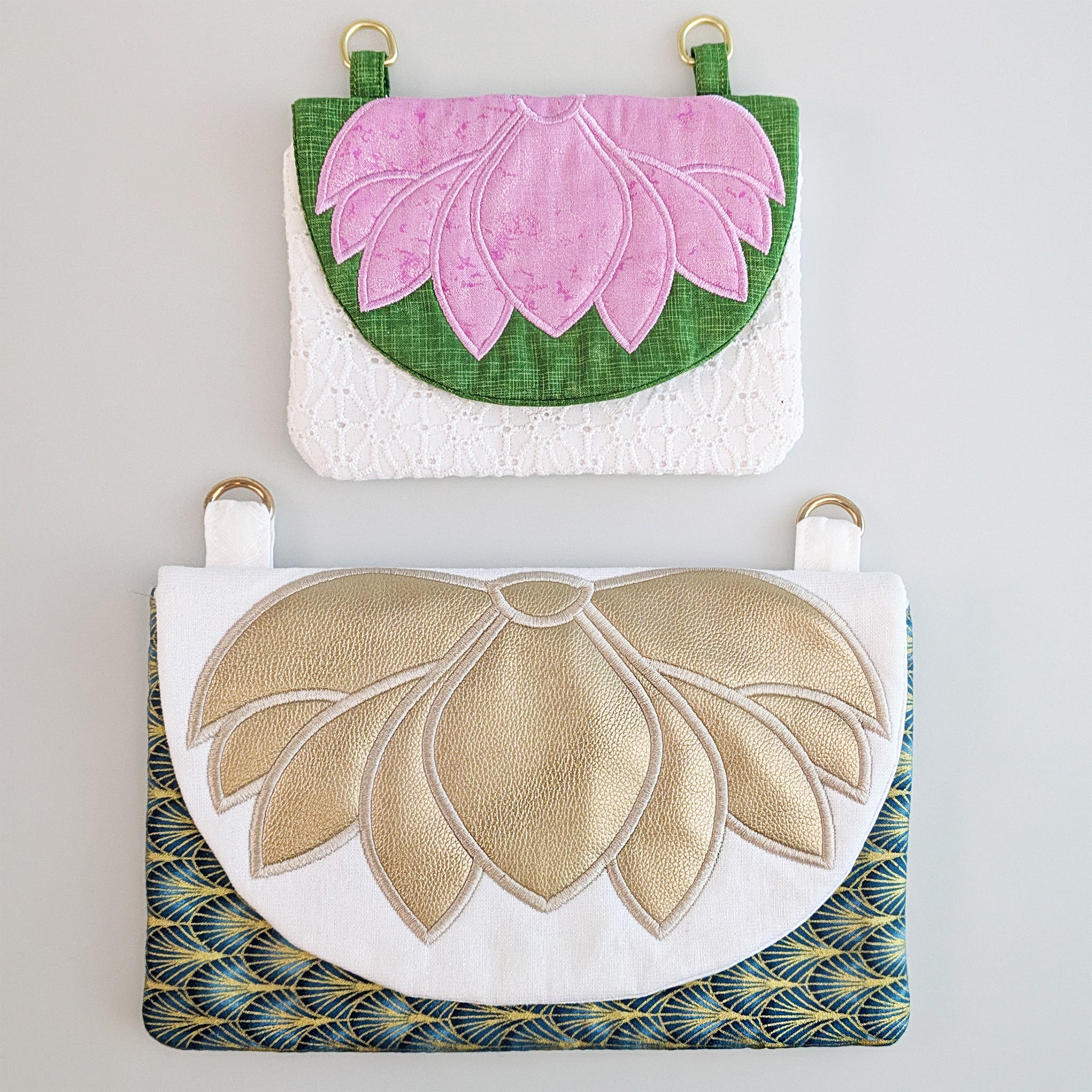 Waterlily Clutch Bag In the hoop machine embroidery designs