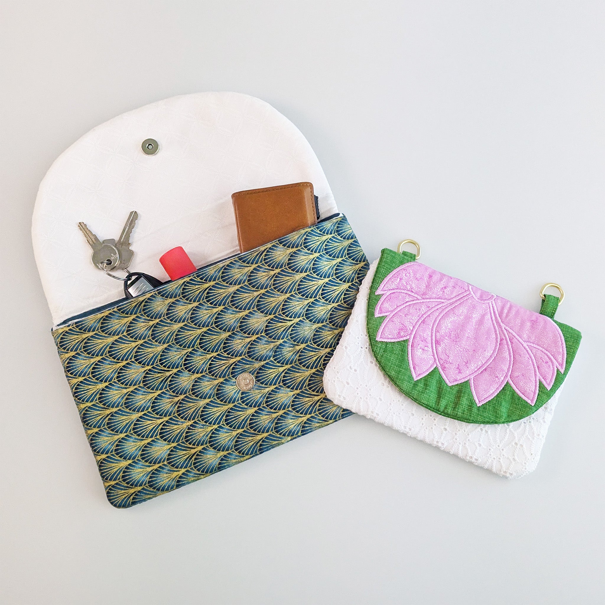 Waterlily Clutch Bag In the hoop machine embroidery designs