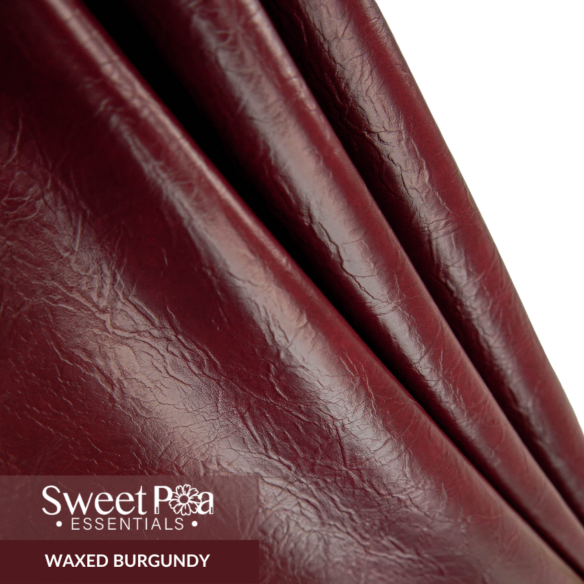 faux leather, PU, waxed burgundy, polyurethane 