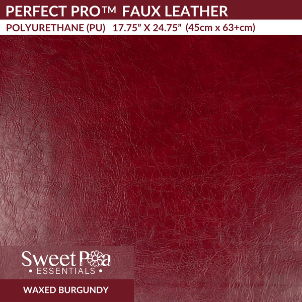 faux leather, PU, waxed burgundy, polyurethane 