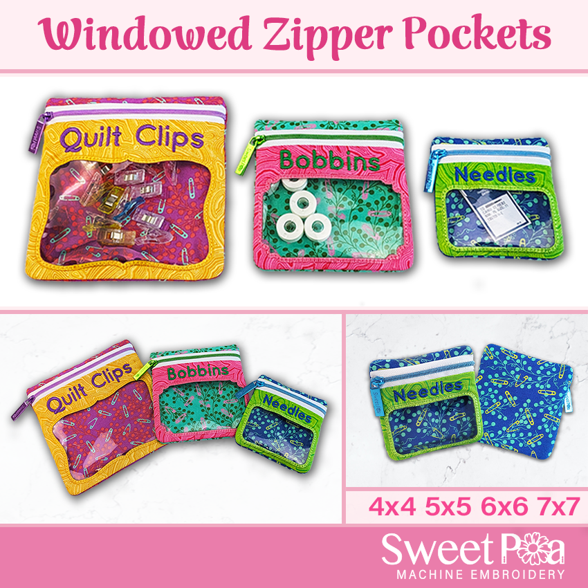 Windowed Zipper Pockets 4x4 5x5 6x6 7x7