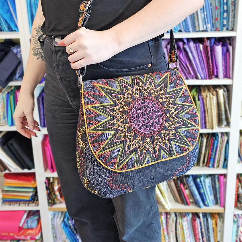 Geometric Pattern Hobo Bag With Zipper PU