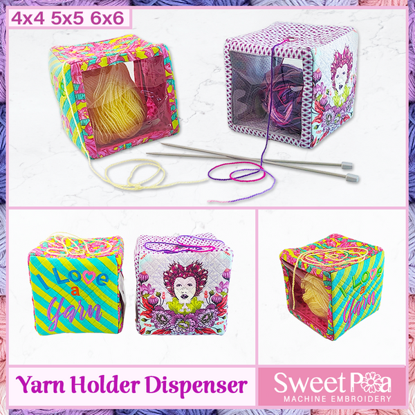 Yarn Holder Dispenser 4x4 5x5 6x6 - Sweet Pea In The Hoop Machine Embroidery Design