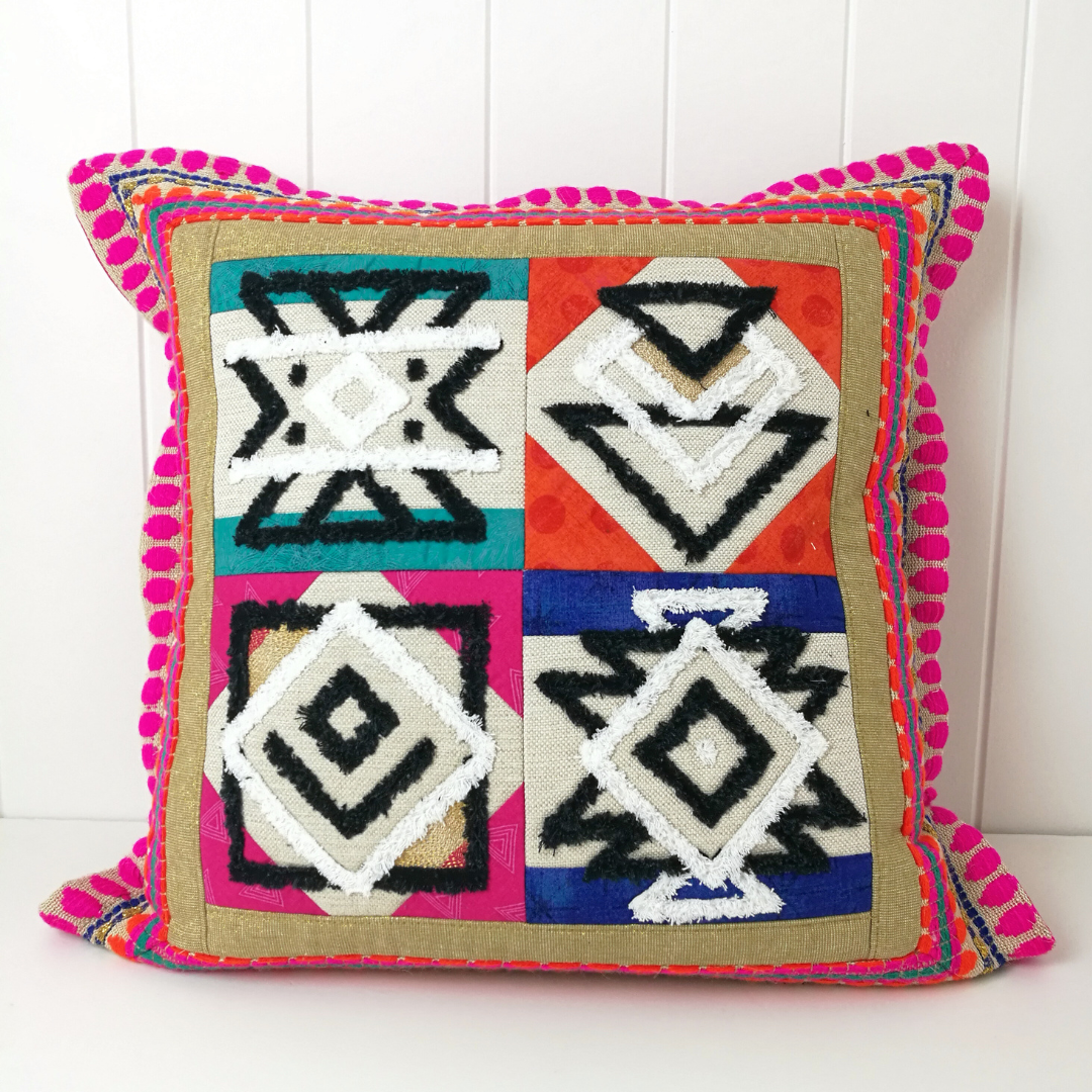 Aztec Style Chenille Cushion In the hoop machine embroidery designs