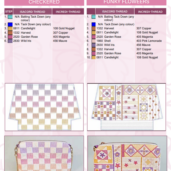 Mix & Match Zipper Purse Colour Chart