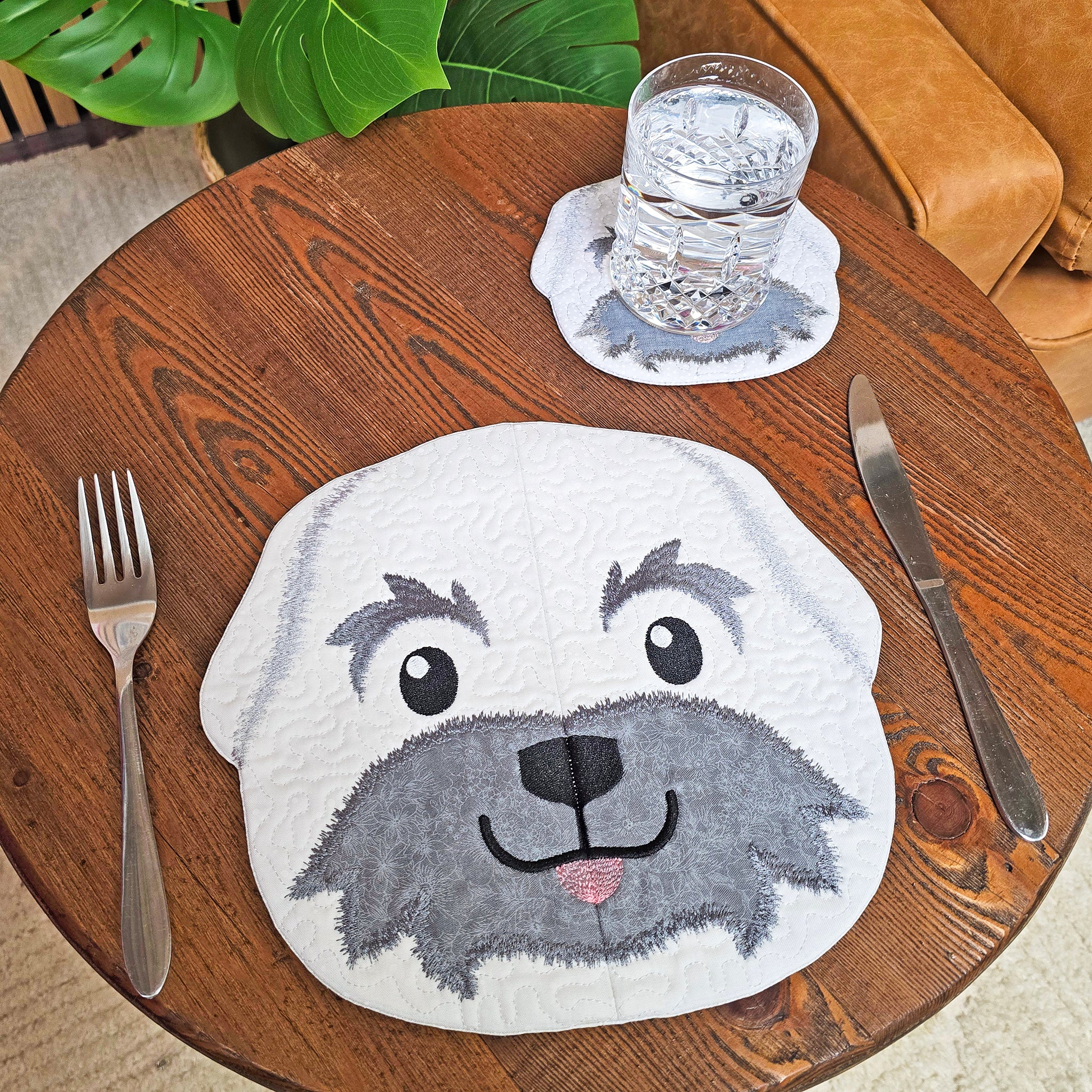 Dog Placemats In the hoop machine embroidery designs