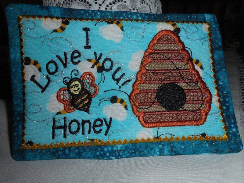 I Love You, Honey Mug Rug 5x7 6x10 7x12 - Sweet Pea