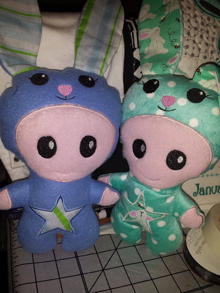 Boy and girl bunny onesy stuffed toy doll 6x10 - Sweet Pea
