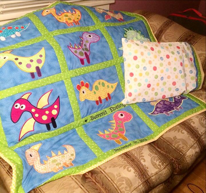 2024 Dinosaur Quilt, Kids Quilt, Wall Hanging, Cot Quilt, Pieced Quilt