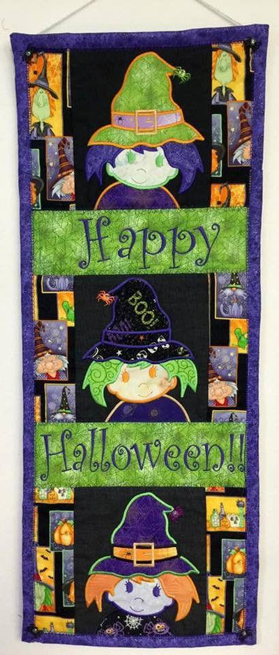 Halloween Witch Table Runner Machine Embroidery Design