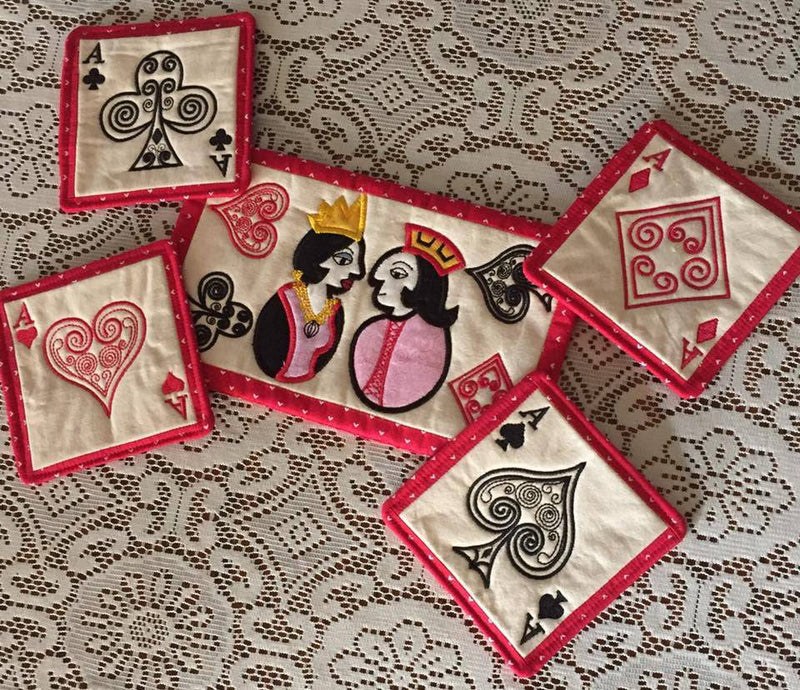 Playing Cards Coasters and Mugrug set - Sweet Pea