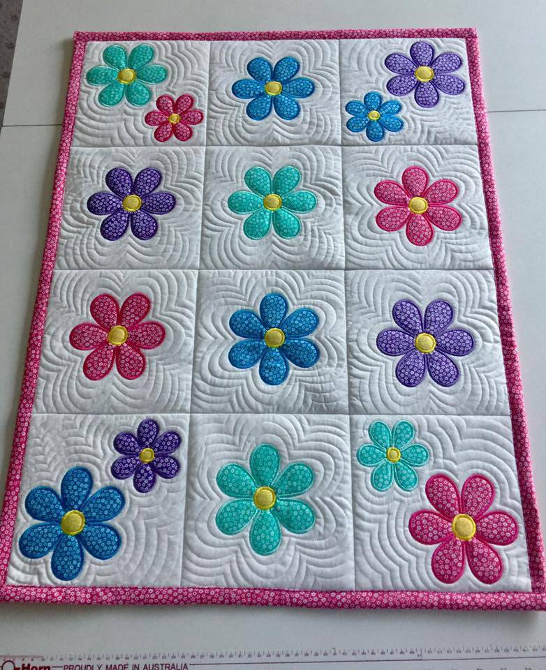 Flower Blocks and Quilt 4x4 5x7 6x10 7x12 8x8 8x12 - Sweet Pea