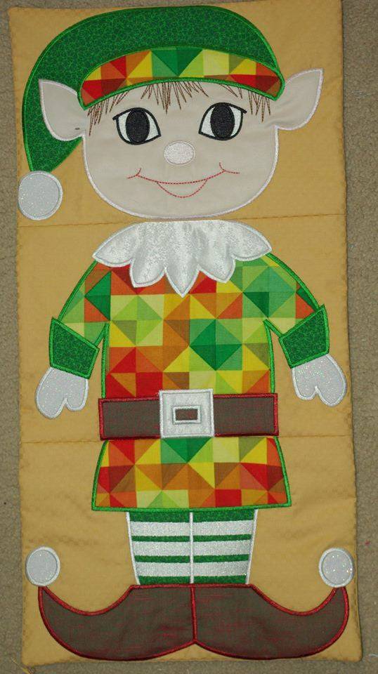 Elf Christmas wall hanging or table runner 5x7 6x10 7x12 - Sweet Pea