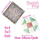 Dear Allison quilt block 194 and BONUS border block 195 in the 4x4 5x5 6x6 - Sweet Pea