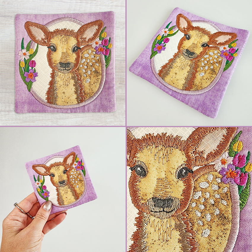 fawn coaster embroidery design