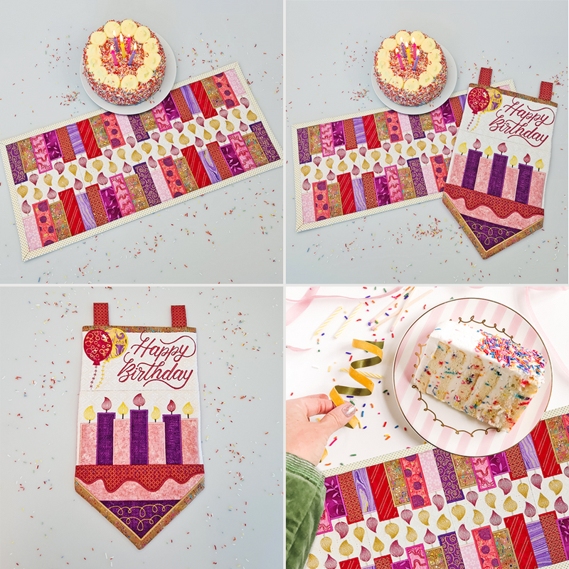 Birthday Celebration Runner & Flag Set - Sweet Pea In The Hoop Machine Embroidery Design